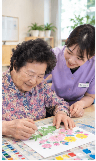 수채화로 꽃 그리기
