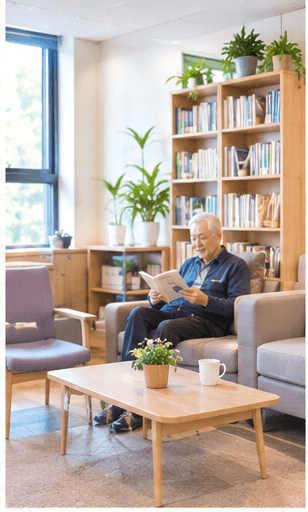 창가에서 즐기는 독서