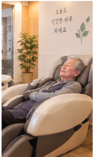 안마의자에서 휴식